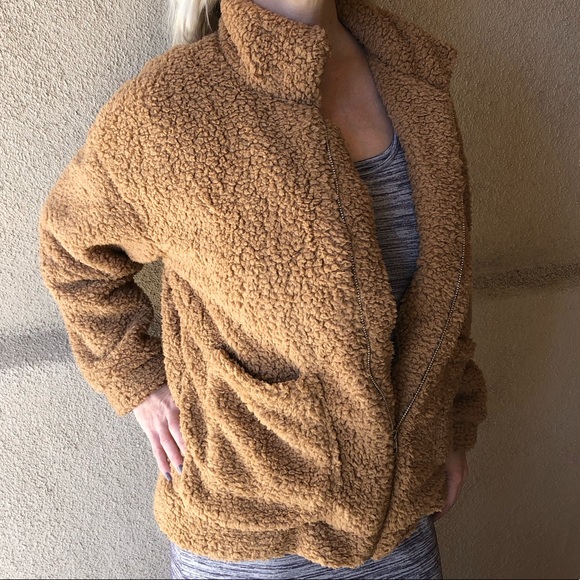 🍁HP!🍁 Teddy Camel Color Bomber Jacket🍁 - Picture 5 of 10